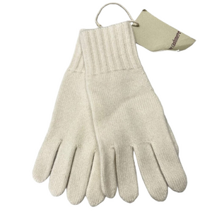 NEW STATE Cashmere Unisex Plain Knit Gloves – Undyed White – One Size